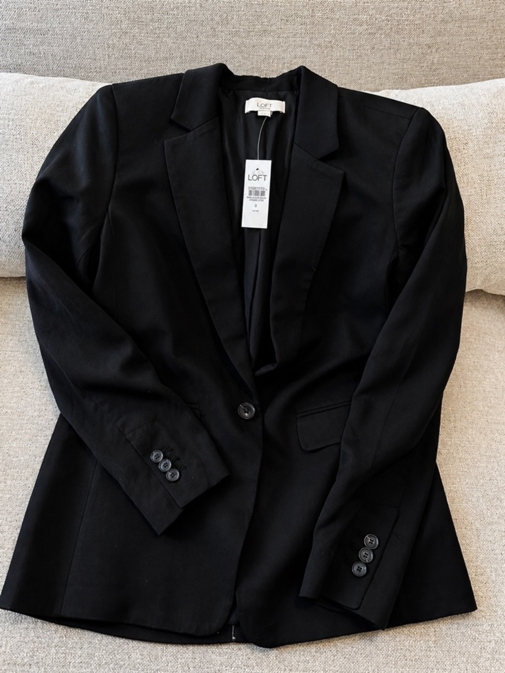 LOFT Petites Black Blazer Womens 0P One Button Career Jacket NWT - Picture 4 of 11